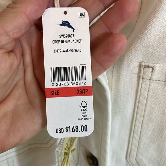 NWT Tommy Bahama Crop Denim Jacket - Picture 4 of 5
